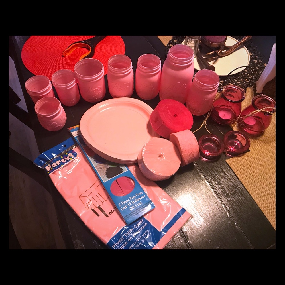 Large lot of girl baby shower supplies